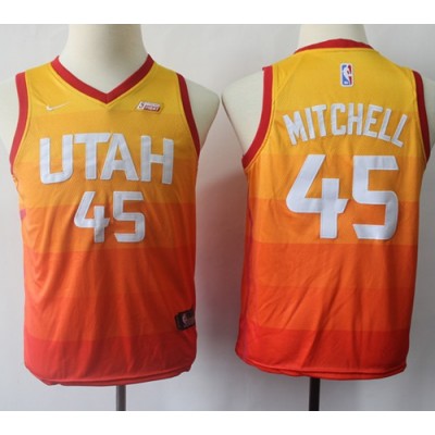 Nike Utah Jazz #45 Donovan Mitchell Orange Youth NBA Swingman City Edition Jersey